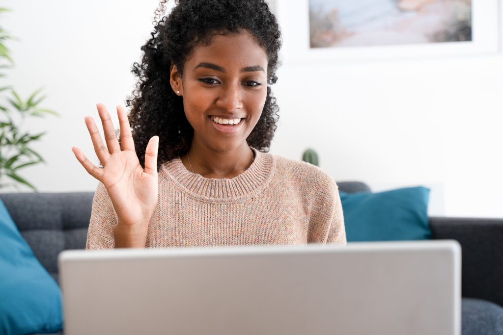 woman participating in virtual team building